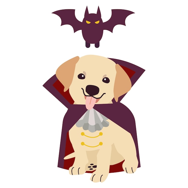 Le Personnage Du Chien Labrador Retriever Avec Un Costume De Vampire Ou De Dracula Pour Le Thème D'halloween.