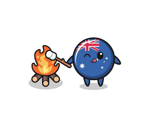 Le Personnage Du Drapeau Australien Brûle De La Guimauve