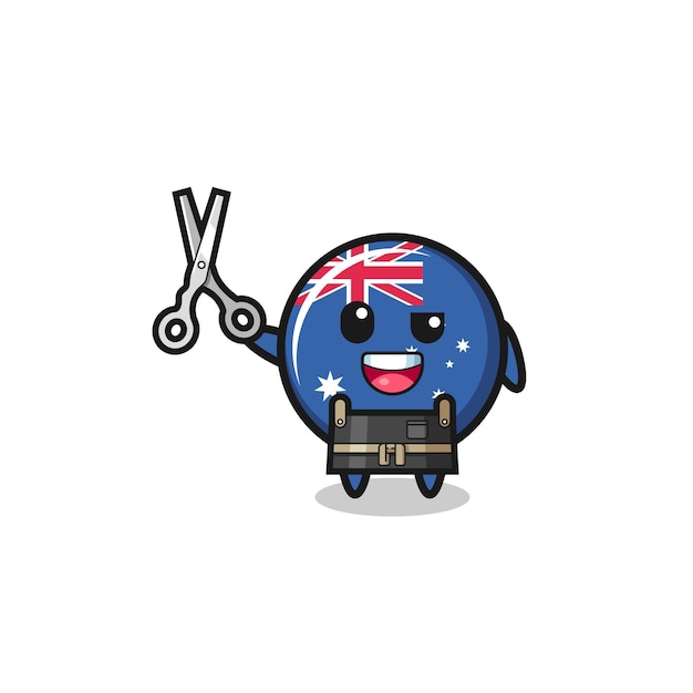 Personnage Du Drapeau Australien En Tant Que Mascotte Du Salon De Coiffure