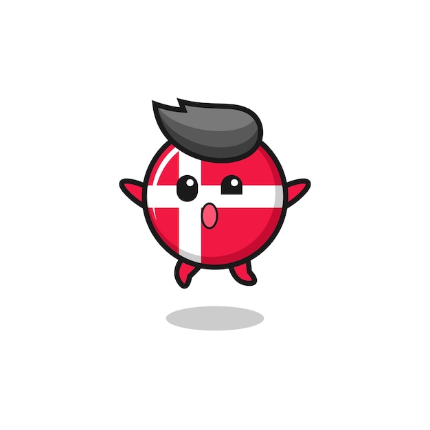 Le Personnage Du Drapeau Du Danemark Saute Le Geste