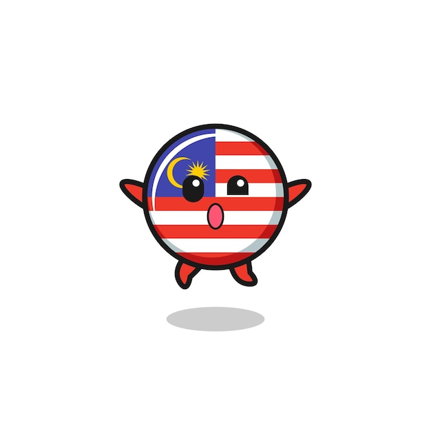 Le personnage du drapeau malaisien saute la conception mignonne de geste