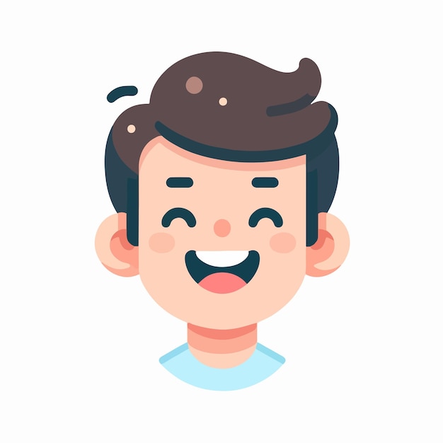 Le personnage du garçon souriant est conçu en utilisant un style de conception plat simple