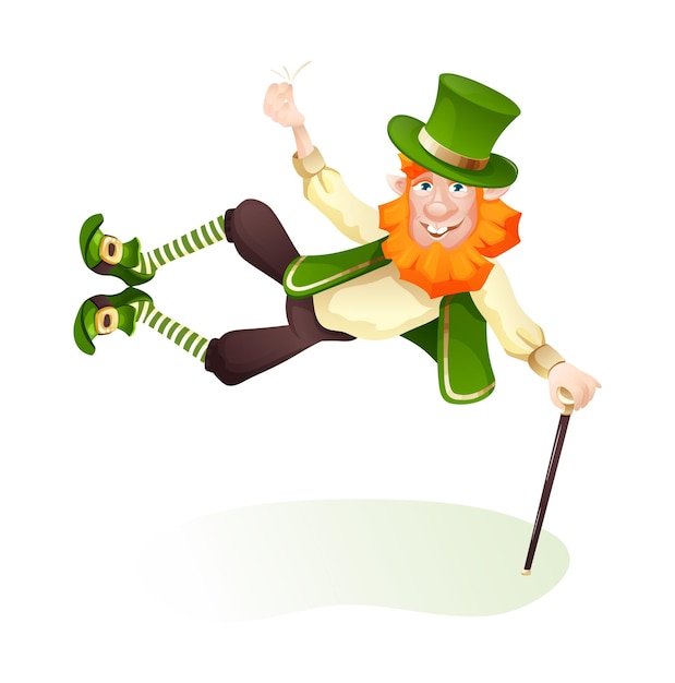 Le personnage fantastique irlandais drôle, le nain, le lapin, la fête de Saint Patrick.