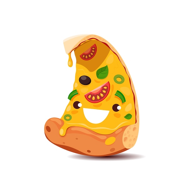 Personnage de Fast-Food dessin animé tranche de pizza drôle