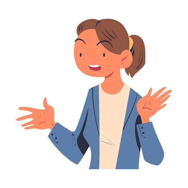 Personnage féminin en tant que membre de la négociation à la table de négociation Illustration vectorielle