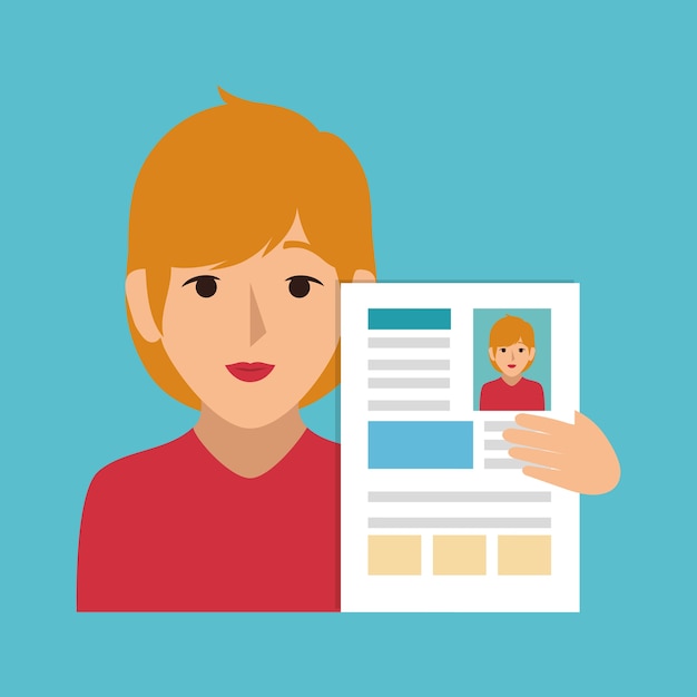 personnage de femme d'affaires avec un curriculum