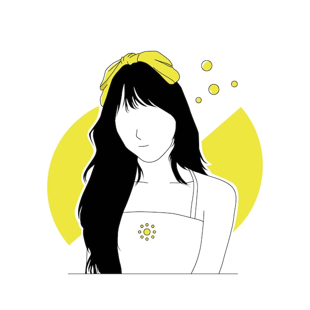Personnage de fille avec gros ruban souriant illustration d'art en ligne