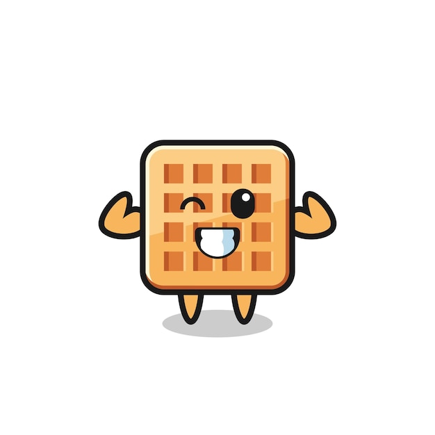 Le personnage de gaufre musclé pose en montrant son design mignon de muscles
