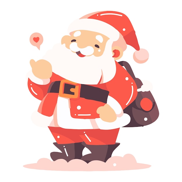 Personnage de Happy Santa dessiné à la main dans un style plat