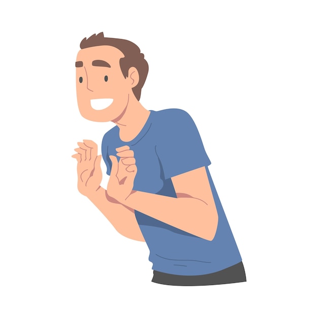 Personnage d'homme excité regardant quelqu'un qui montre de l'attention Illustration vectorielle