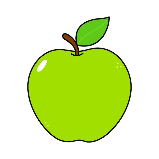 Personnage d'icône de pomme verte drôle mignon