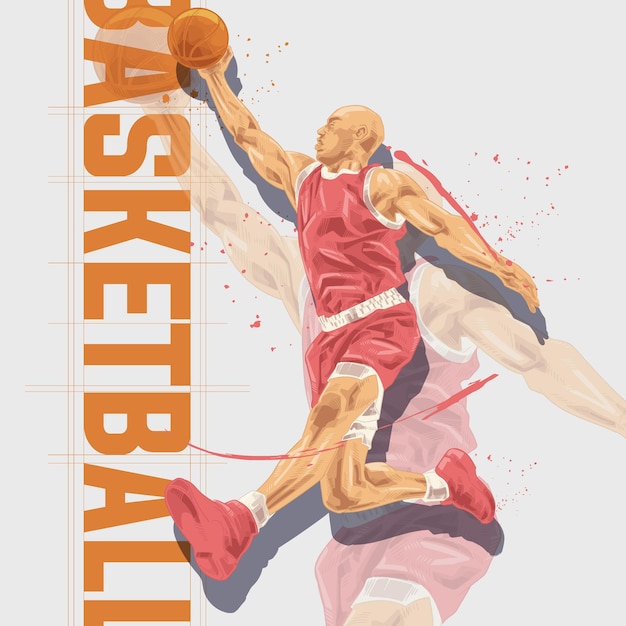 Personnage D'illustration De Joueur De Basket-ball Dans Un Style Abstrait