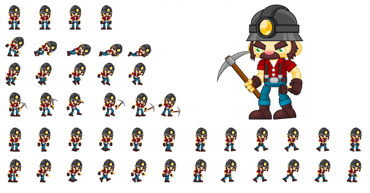 Vecteur personnage de jeu de mineur