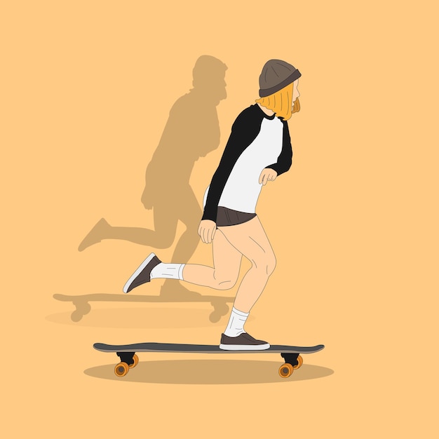 Un Personnage De Jeune Fille Fait Du Skateboard