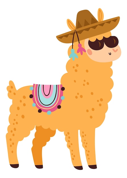 Personnage De Lama Mignon Alpaga Drôle Dans Des Lunettes De Soleil