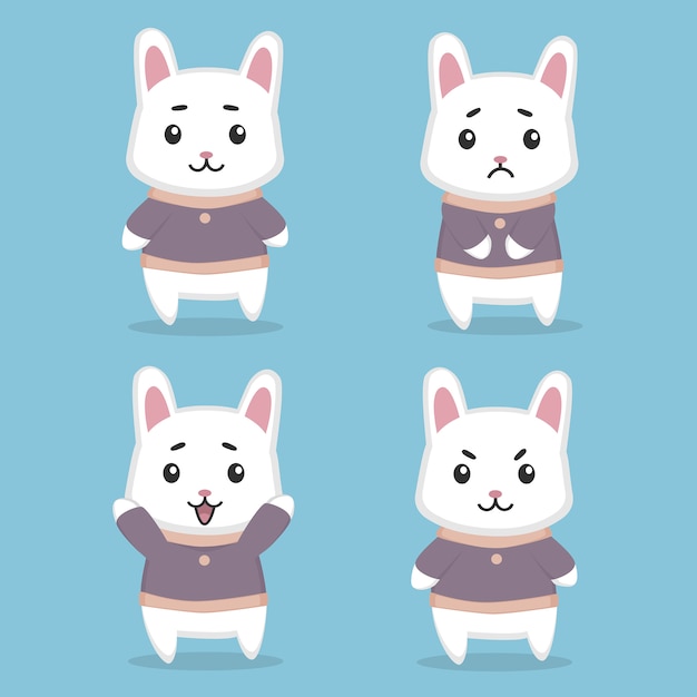 Personnage De Lapins Avec Différentes émotions