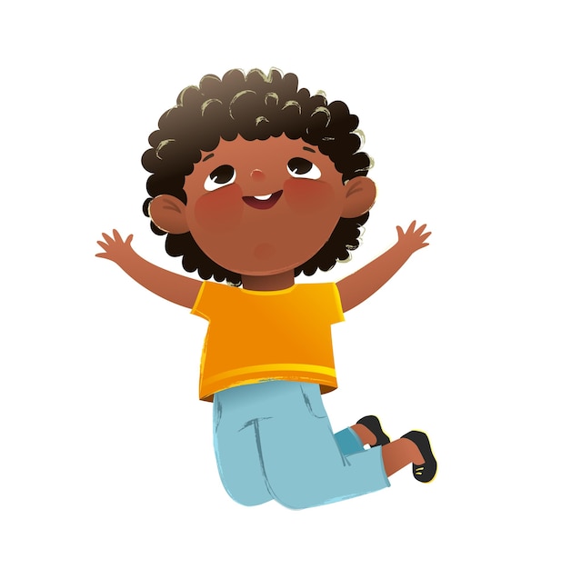 Le personnage de Little African American Girl Jump Kids