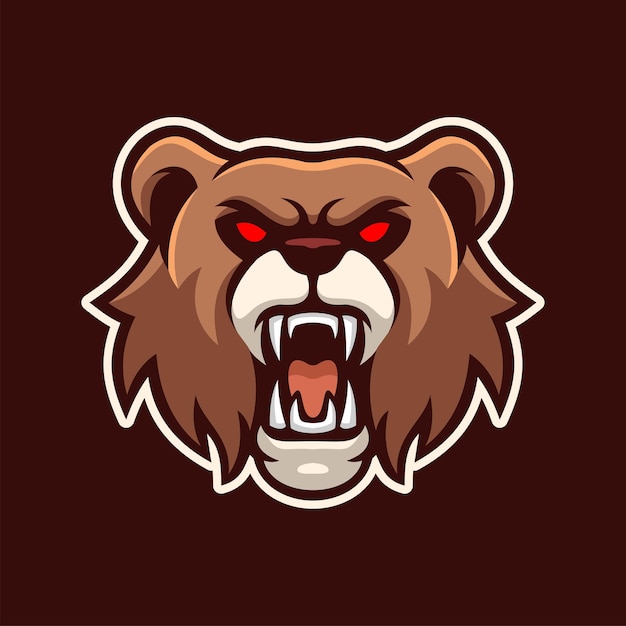 Personnage de logo e-sports mascotte ours grizzly en colère