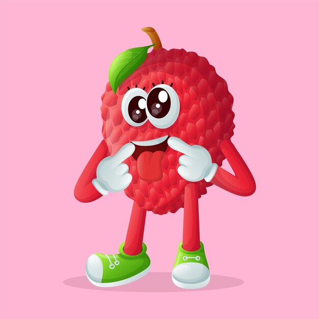 Un Personnage De Lychee Avec Une Expression Stupide Parfait Pour La Promotion De Produits Pour Enfants Et De Banderoles Autocollantes