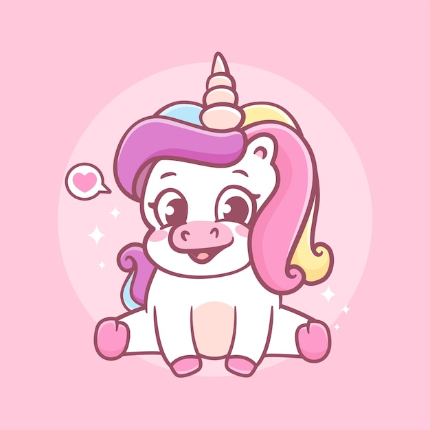 Personnage De Mascotte D'animaux Magiques Licorne Kawaii Mignon