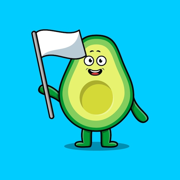 Personnage De Mascotte D'avocat De Dessin Animé Mignon Avec Drapeau Blanc Dans Un Design Moderne