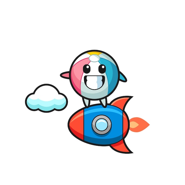 Personnage De Mascotte De Ballon De Plage Chevauchant Une Fusée