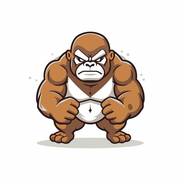 Vecteur personnage de mascotte de dessin animé gorille avec illustration vectorielle de balle de rugby
