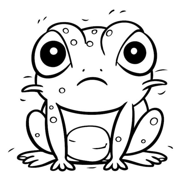 Vecteur personnage de mascotte de dessin animé avec un visage triste illustration vectorielle de grenouille