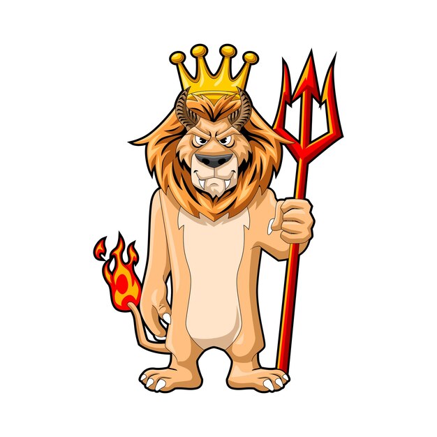 Vecteur le personnage de la mascotte du roi lion diable
