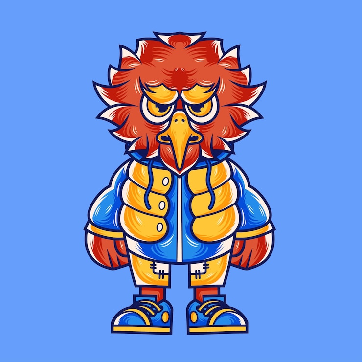 Vecteur le personnage de la mascotte est un dessin animé d'aigle.