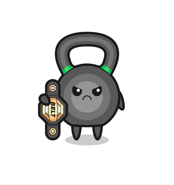 Personnage Mascotte Kettleball En Tant Que Combattant Mma Avec La Ceinture De Champion