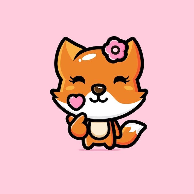 Personnage De Mascotte De Renard Mignon Isolé Sur Rose