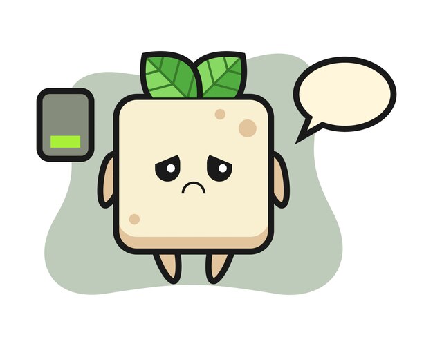 Personnage De Mascotte De Tofu Faisant Un Geste Fatigué, Conception De Style Mignon Pour T-shirt