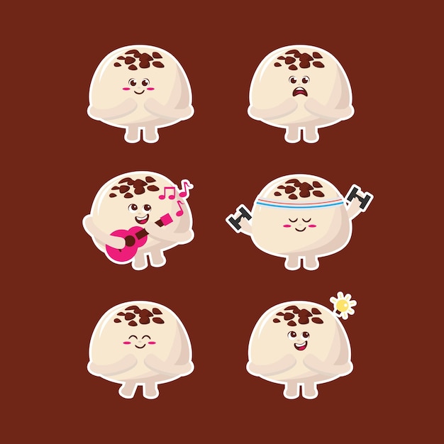 Personnage De Mascotte De Truffes Au Gâteau Au Chocolat Mignon Kawaii Plat