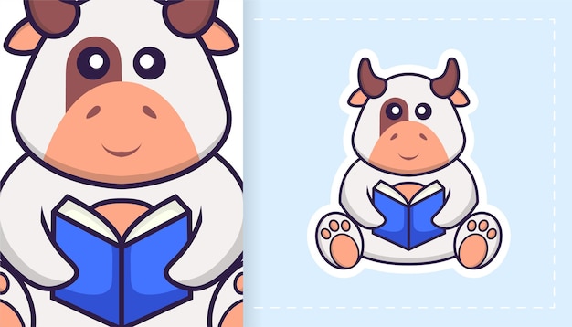 Personnage Mascotte Vache Mignon. Peut être Utilisé Pour Les Autocollants, Les Patchs, Les Textiles, Le Papier.