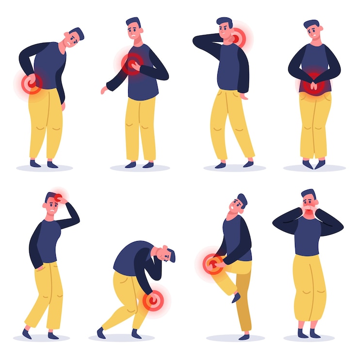 Vecteur personnage masculin dans la douleur