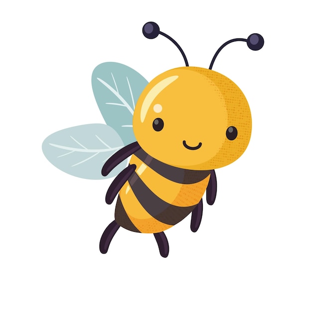 Personnage mignon d'abeille de dessin animé dans un style plat