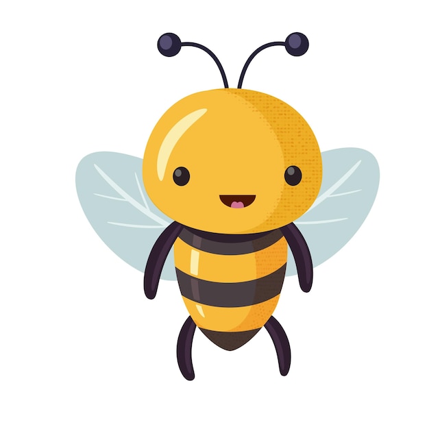 Personnage mignon d'abeille de dessin animé dans un style plat