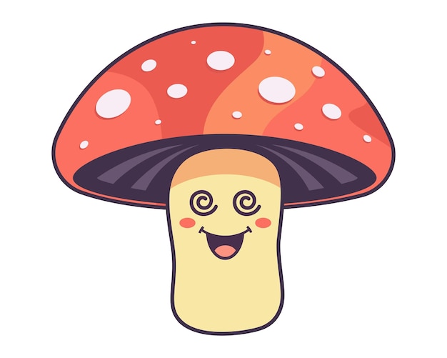 Personnage mignon d'agaric de mouche avec un champignon hallucinogène pour le visage