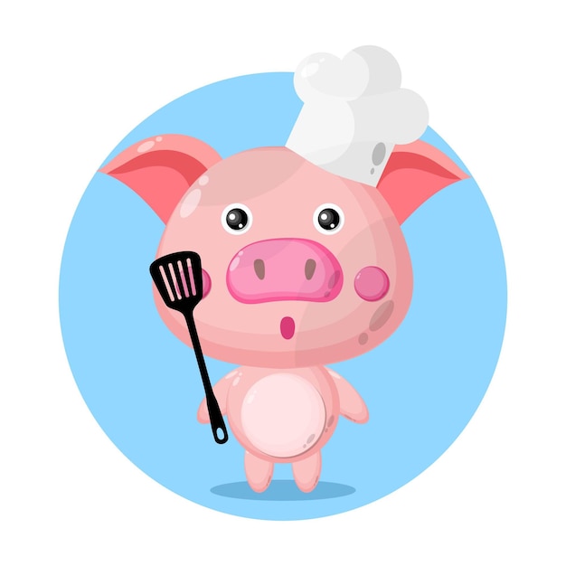 Personnage Mignon De Chef De Cochon