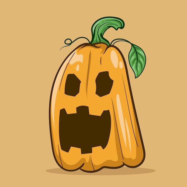Vecteur personnage mignon de citrouille d'halloween automne halloween citrouille effrayante avec sourire visage heureux orange