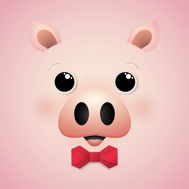 Personnage Mignon De Cochon Heureux.