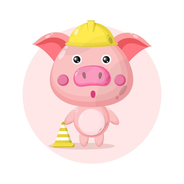 Personnage Mignon De Constructeur De Cochon