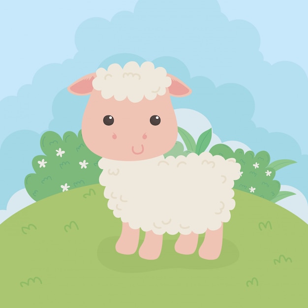 Personnage mignon de ferme de moutons