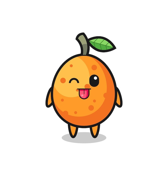 Personnage Mignon De Kumquat Dans Une Expression Douce Tout En Tirant La Langue