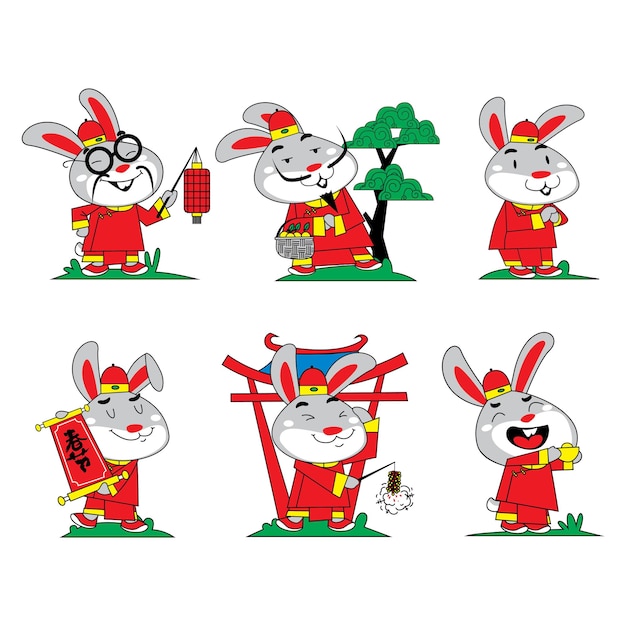 Personnage Mignon De Lapin Chinois