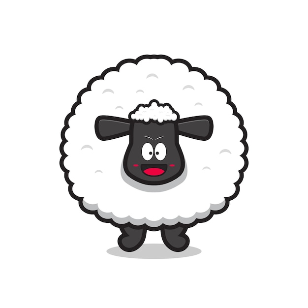 Vecteur personnage mignon de mascotte de mouton heureux