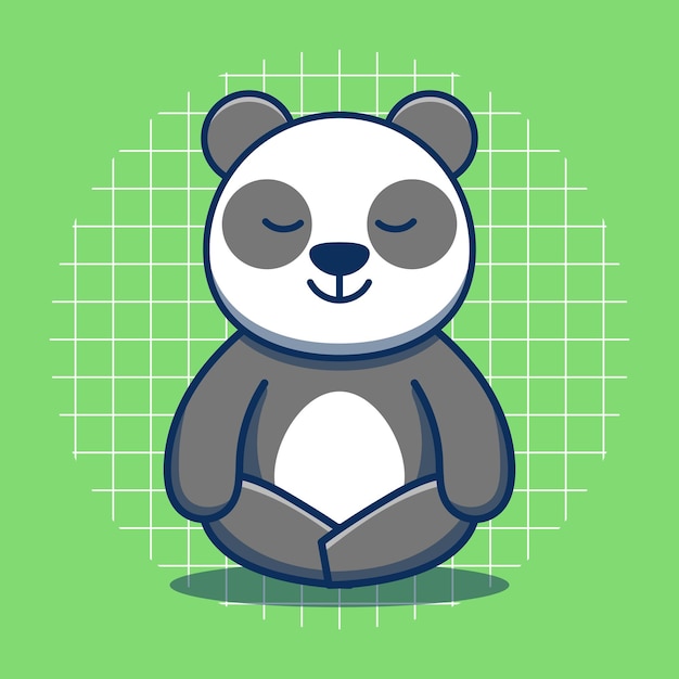 Le personnage mignon de panda médite