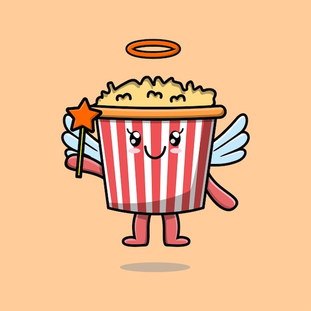 Personnage mignon de pop-corn de dessin animé sous forme de fée dans le concept de style de dessin animé 3d