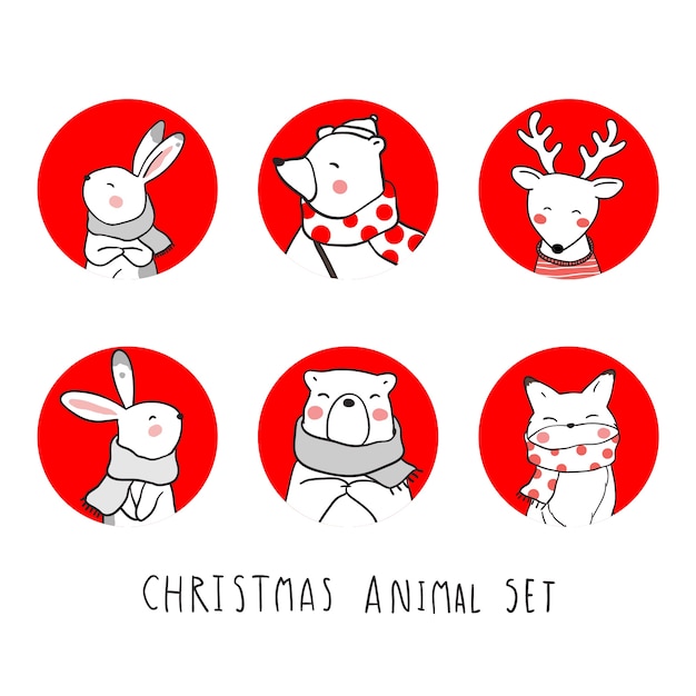 Personnage Noël Animal Ensemble